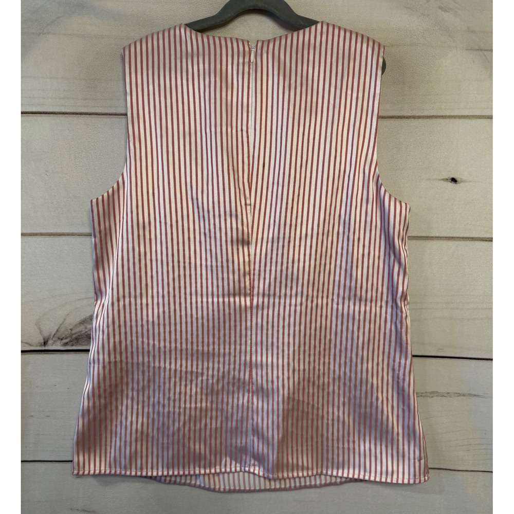 Banana Republic Pink White Stripe Sleeveless Bow Top Women's Size M - Picture 6 of 6